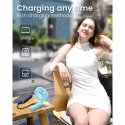 Handheld Electric USB Fans Mini Portable Outdoor Fan with Rechargeable Battery Foldable Handle Desktop for Home and Travel - Green