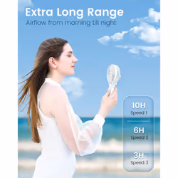 Handheld Electric USB Fans Mini Portable Outdoor Fan with Rechargeable Battery Foldable Handle Desktop for Home and Travel - White