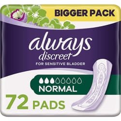 Always Discreet Incontinence Pads for Women - 72 Count