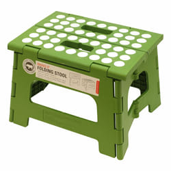 Kikkerland Foldable Sturdy Non Slip Compact Lightweight Plastic Rhino II Step Stool  Green  Holds up to 300 lbs  for Kitchen  B