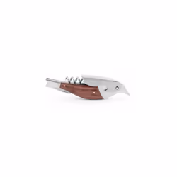 Kikkerland Stained RoseWood 18/8 Stainless Steel Bird Corkscrew, Silver