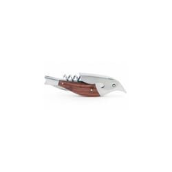Kikkerland Stained RoseWood 18/8 Stainless Steel Bird Corkscrew, Silver
