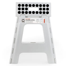 Kikkerland Foldable Sturdy Non- Slip Compact Lightweight Plastic Rhino Step Stool  Plastic Holds up to 300 lbs  White  Best for Kitchen & Bathroom