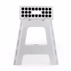 Kikkerland Foldable Sturdy Non- Slip Compact Lightweight Plastic Rhino Step Stool  Plastic Holds up to 300 lbs  White  Best for Kitchen & Bathroom