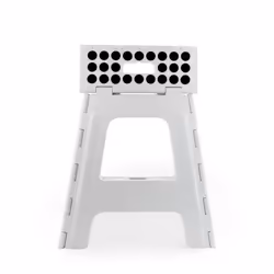 Kikkerland Foldable Sturdy Non- Slip Compact Lightweight Plastic Rhino Step Stool  Plastic Holds up to 300 lbs  White  Best for Kitchen & Bathroom
