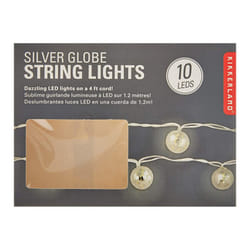 Kikkerland Silver Globe LED String Lights Battery Power Party BBQ Decoration