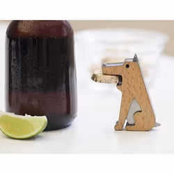 Kikkerland BO25 bottle opener Stainless steel, Wood