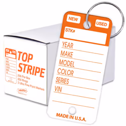 Versa-Tags Top Stripe Key Tags  250 Car Key Tags Write On Heavy Duty Plastic Key Tags  and White Tear Proof Vinyl Poly Key Ta ...