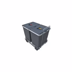 ELLETIPI Ecofil PF01Â 34B2Â Pull-Out Recycling Bins, Plastic and Metal, Grey, 30Â x 45Â x 36Â cm