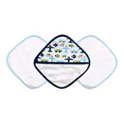 JJ Cole Washcloth and Bath Mitt Set  White Vroom  3 Count
