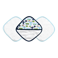 JJ Cole Washcloth and Bath Mitt Set  White Vroom  3 Count