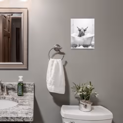 Highland Cow in Bathtub Wall Art for Bathroom  Funny Animal Painting Pictures Canvas Wall Decor  Cute Animal Poster Art for Bathroom  Modern Wrapped C