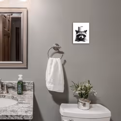 Funny Bathroom Decor Wall Art  Cute Raccoon Toilet Paper Roll Canvas Wall Decor  Humor Farmhouse Animal Wall Art  Black and White Wall Art Decor  Mode