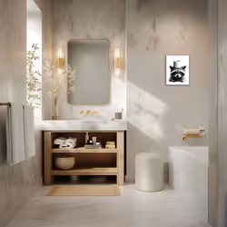 Funny Bathroom Decor Wall Art  Cute Raccoon Toilet Paper Roll Canvas Wall Decor  Humor Farmhouse Animal Wall Art  Black and White Wall Art Decor  Mode