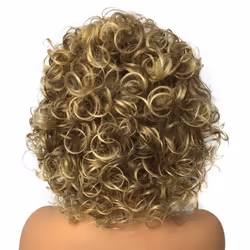 Wiginway Women Short Curly Heat Resistant Synthetic Hair Wigs Big Curly Dark Blonde Fashion Wigs 8 Inch