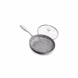 MICHELANGELO 20CM Frying Pan with Lid, Non Stick Granite Stone Frying Pan, Stone-Derived Coating Omelette Pan, Nonstick Fryin ...