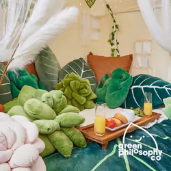 Green Philosophy Co. Plush Leaf Pillow 3D Accent Monstera Deliciosa Succulent Throw Pillow for Couch Sofa Living Room Home Decor for Plant Lovers  Gar