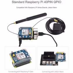 Waveshare 4G/3G/2G/GSM/GPRS/GNSS Hat for Raspberry Pi 4 Jetson Nano Based on SIM7600E-H Supports LTE CAT4 for Downlink Data Transfer