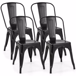High Back Bar Stools Set of 4 Stackable Metal Counter Height Dining Chair