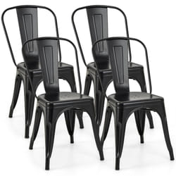 High Back Bar Stools Set of 4 Stackable Metal Counter Height Dining Chair