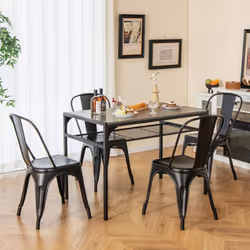 High Back Bar Stools Set of 4 Stackable Metal Counter Height Dining Chair