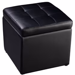 Faux Leather Ottoman Pouffe Storage Toy Box Foot Stool Black