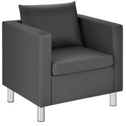 Single Sofa Chair Armchair Couch Leather Accent Chair w/ Pillow