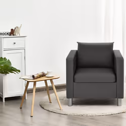 Single Sofa Chair Armchair Couch Leather Accent Chair w/ Pillow