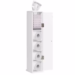 Compact Toilet Tissue Storage Tower Free Standing w/ Door &Top Slot