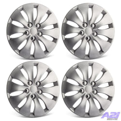 Set of 4 Silver 16 Inch Aftermarket Replacement Hubcaps with Metal Clip Retention System - Part Number: IWC439/16S