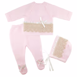 Escalett Layette Newborn Baby Knitted Clothes Set Coming Home Infant Knit Outfit for Boys and Girls (1136 Pink Preemie)