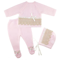 Escalett Layette Newborn Baby Knitted Clothes Set  Coming Home Infant Knit Outfit for Boys and Girls (1136  Pink  Preemie)