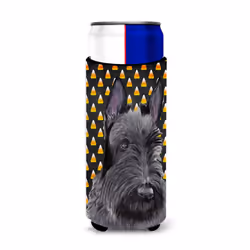 Caroline's Treasures SC9184MUK Scottish Terrier Candy Corn Halloween Portrait Ultra Hugger for slim cans Can Cooler Sleeve Hu ...