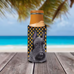 Caroline's Treasures SC9184MUK Scottish Terrier Candy Corn Halloween Portrait Ultra Hugger for slim cans Can Cooler Sleeve Hugger Machine Washable Dri