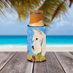 Caroline's Treasures SS4164MUK Scottish Terrier in Summer Flowers Ultra Hugger for slim cans Can Cooler Sleeve Hugger Machine Washable Drink Sleeve Hu