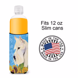 Caroline's Treasures SS4164MUK Scottish Terrier in Summer Flowers Ultra Hugger for slim cans Can Cooler Sleeve Hugger Machine Washable Drink Sleeve Hu