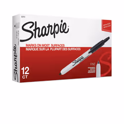 Sharpie Retractable Permanent Markers | Fine Point | Black | 12 Count