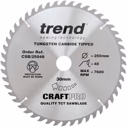 Trend CSB/25048 Craft Pro Combination TCT Circular Blade Ideal for Dewalt, Einhell, and Scheppach Table Saws, Tungsten Carbid ...