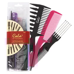 CALA 66220 hairbrush/comb Adult Hair comb Black, Blue, Rose, Violet 10 pc(s)