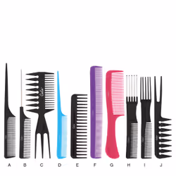 CALA 66220 hairbrush/comb Adult Hair comb Black, Blue, Rose, Violet 10 pc(s)