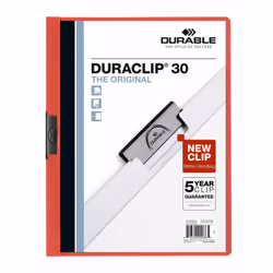 Durable DURACLIP, Red, Plastic, 30 sheets, A4, Fixation clip, 1.27 kg