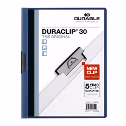 Durable DURACLIP, Dark Blue, Plastic, 30 sheets, A4, Fixation clip, 1.27 kg