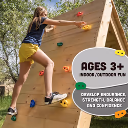 Squirrel Products 10 Large Assorted Rock Climbing Holds with Mounting Hardware - DIY Rock Wall - Ages 3+