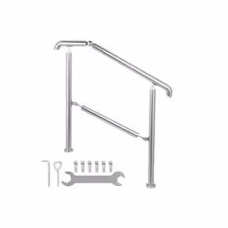 Vevor BXGLTFS3BDLZ00001V0 441 lbs Stainless Steel Transitional Handrail for Level Surface & 2 to 3, Silver