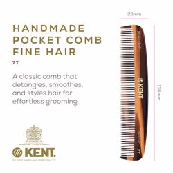 Kent 7T Handmade All Fine Tooth Pocket Comb for Men  Hair Comb Straightener for Everyday Grooming Styling Hair  Mustache and Beard  Use Dry or with Ba