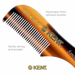 Kent A 81T X-Small Gentleman's Beard and Mustache Pocket Comb  Fine Toothed Pocket Size for Facial Hair Grooming and Styling. Saw-cut of Quality Cellu