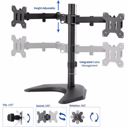 VIVO Dual 13 to 27 inch LED LCD Monitor Free-Standing Desk Stand,Holds 2 Screens, Heavy-Duty Fully Adjustable Arms with Max VESA 100x100mm, 18'' Pole