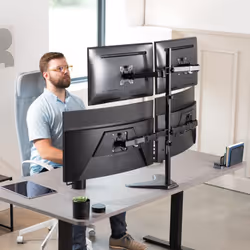 VIVO Quad 13 to 30 inch Monitor Free-Standing Mount  Fully Adjustable Desk Stand  Holds 4 Flat or Curved Display Screens  STAND-V004F