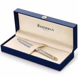Waterman H?misphre Rollerball Pen Stainless Steel with 23k Gold Trim Fine Point with Black Ink Cartridge Gift Box
