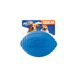 Nerf Dog Ridged Football Dog Toy with Interactive Squeaker  Lightweight  Durable and Water Resistant  7 Inch Diameter for Medium/Large Breeds  Single